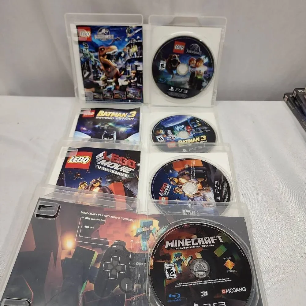 Sony PS3 Lot Of 4 LEGO Jurassic World, Batman, Lego Movie, Minecraft Untested